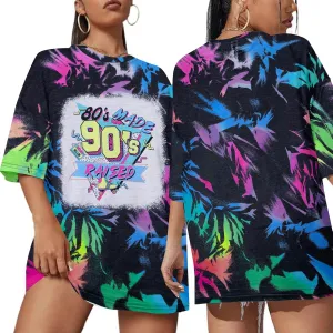 80s 90s Shirt Women Retro 80's 90's Music Graphic Tshirt Vintage Neon Crew Neck Top 80s Made 90s Raised Print Outfit