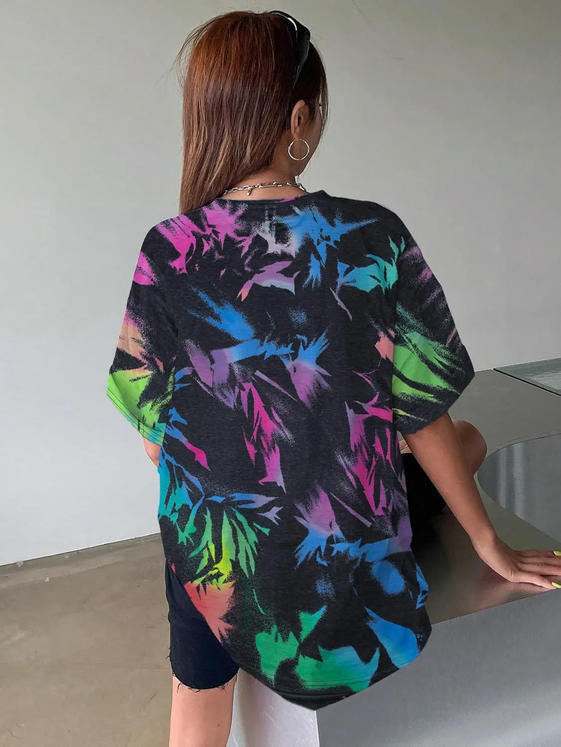 80s 90s Shirt Women Retro 80's 90's Music Graphic Tshirt Vintage Neon Crew Neck Top 80s Made 90s Raised Print Outfit