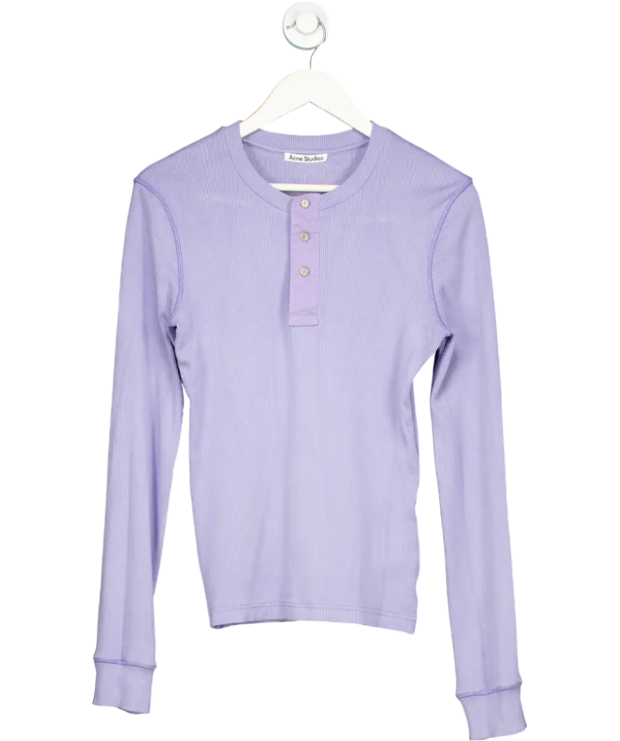 Acne Studios Lilac Ribbed Viscose Long Sleeve Top UK XS