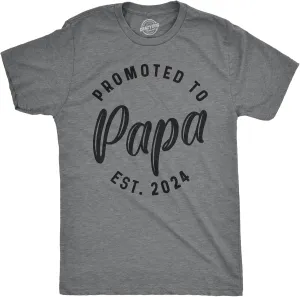 Crazy Dog Mens Shirts Promoted to Papa Grandpa or Uncle 2025 2024 or 2023 Funny Fathers Day Tees