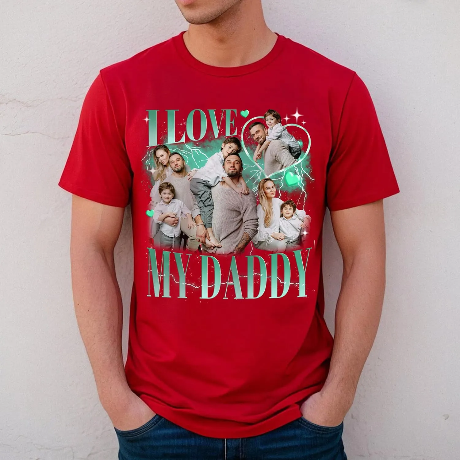 Custom Dad Shirt Personalized Picture T-Shirt for Men for New Dad Daddy Gift for Grandpa