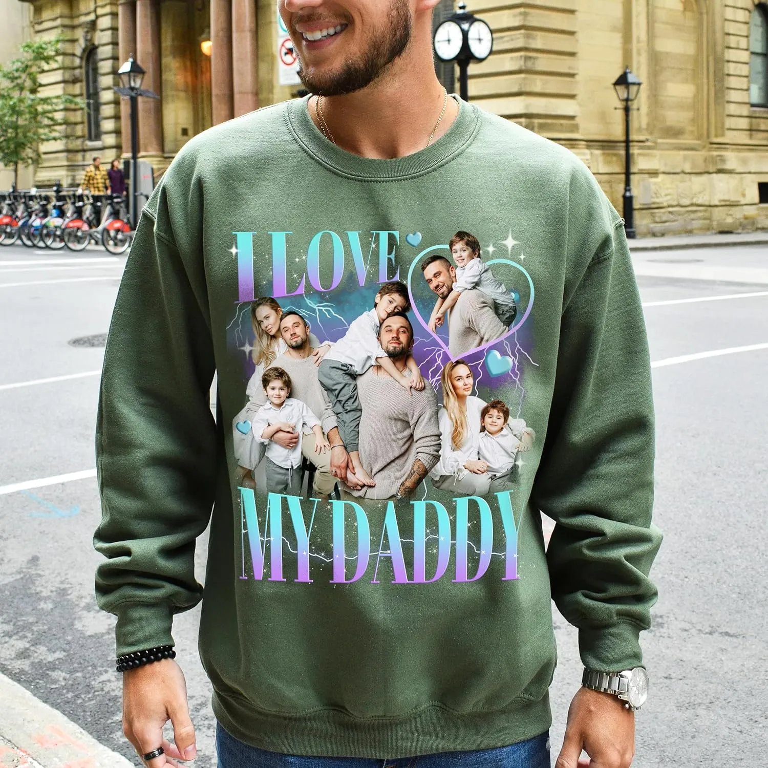 Custom Dad Shirt Personalized Picture T-Shirt for Men for New Dad Daddy Gift for Grandpa