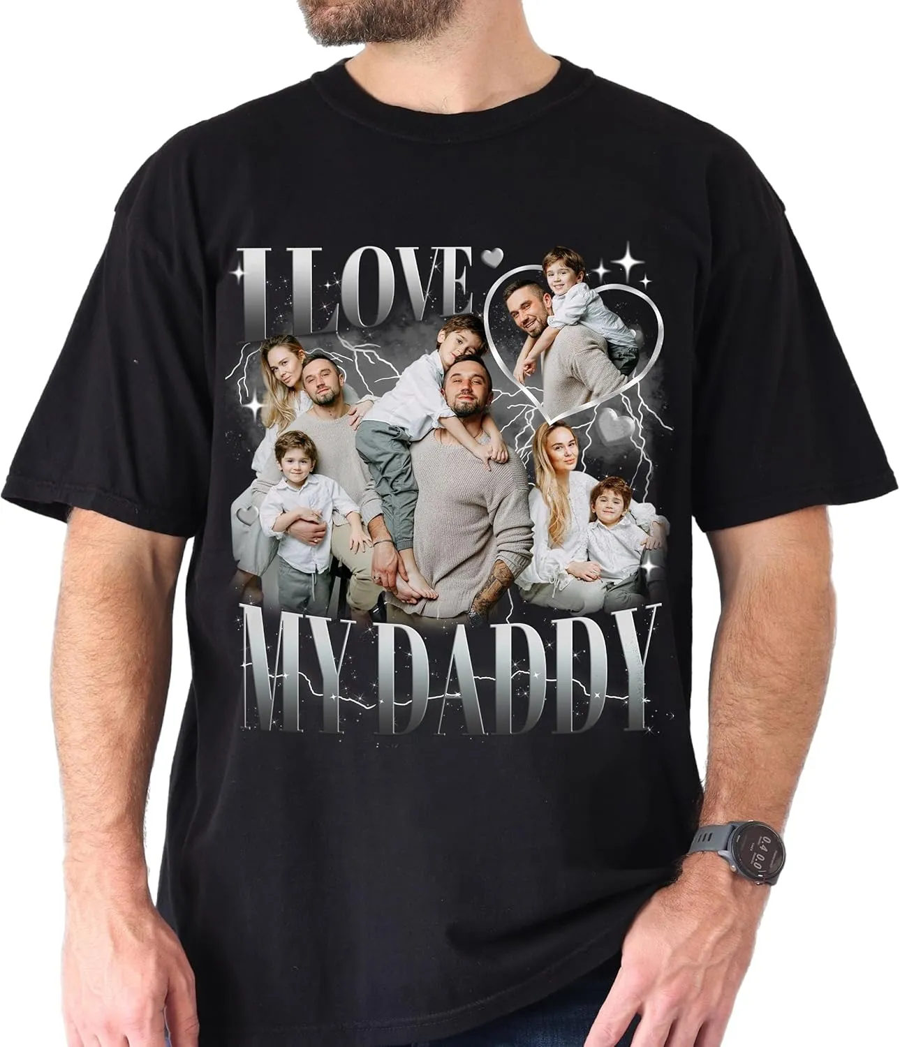 Custom Dad Shirt Personalized Picture T-Shirt for Men for New Dad Daddy Gift for Grandpa