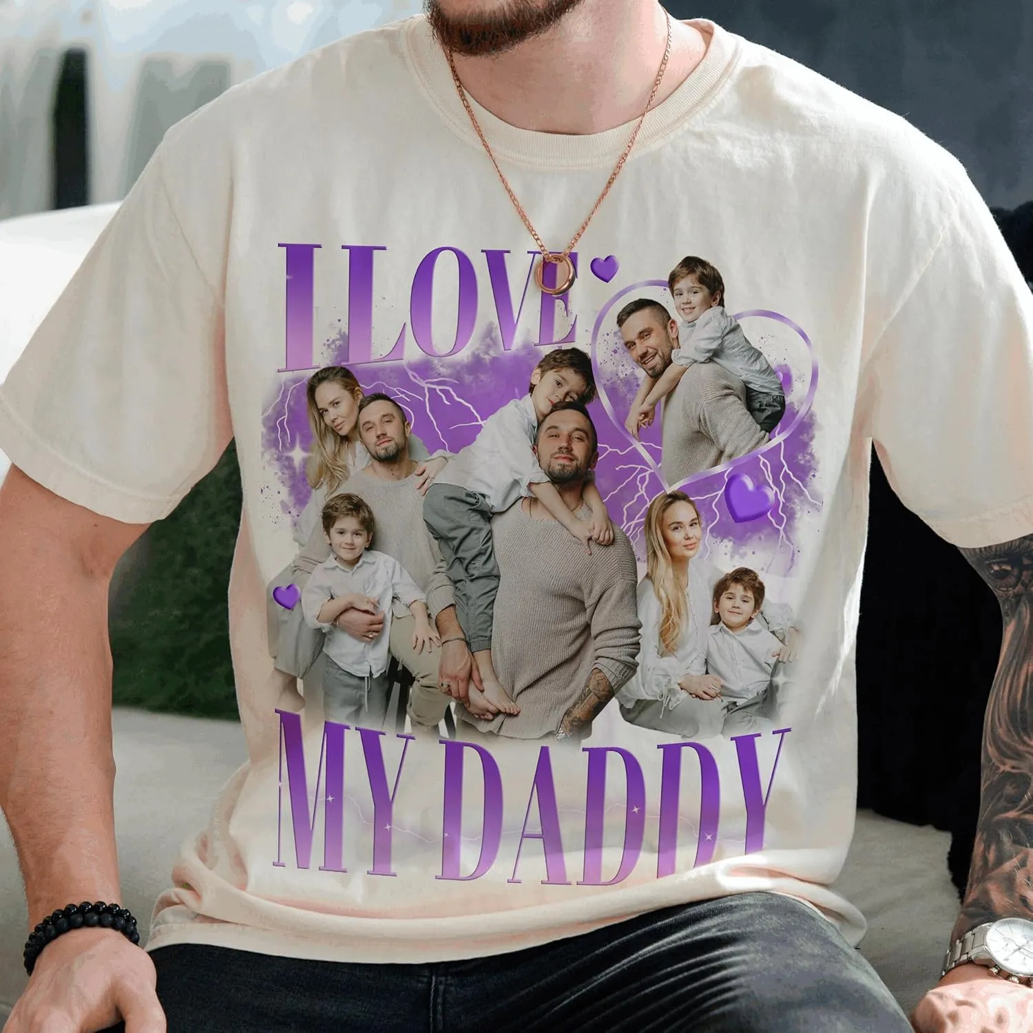 Custom Dad Shirt Personalized Picture T-Shirt for Men for New Dad Daddy Gift for Grandpa