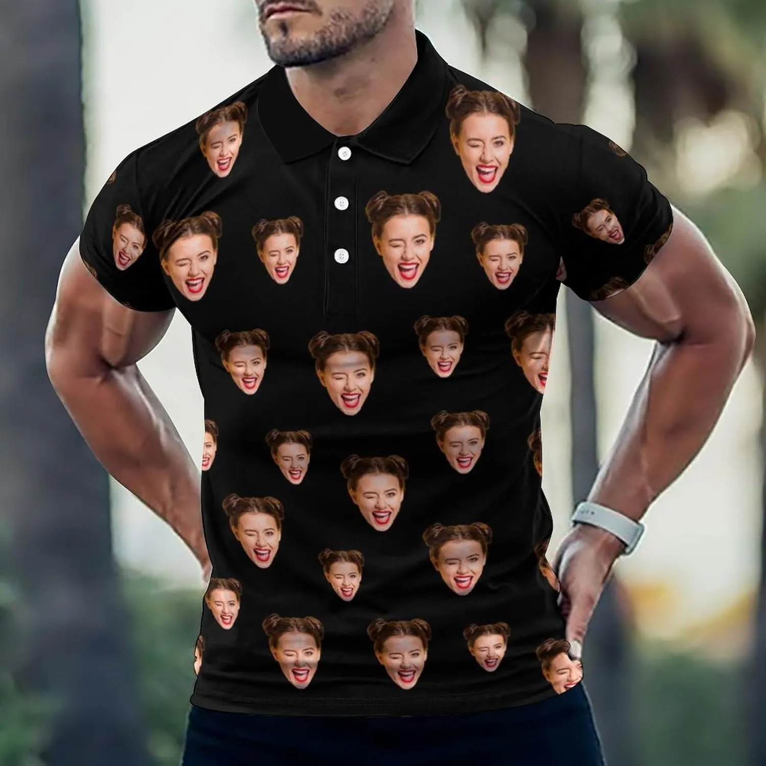 Custom Polo Shirts for Men Personalized Face Golf Shirts Men's Funny Customized Logo Photo Bowling Polo Shirt for Him
