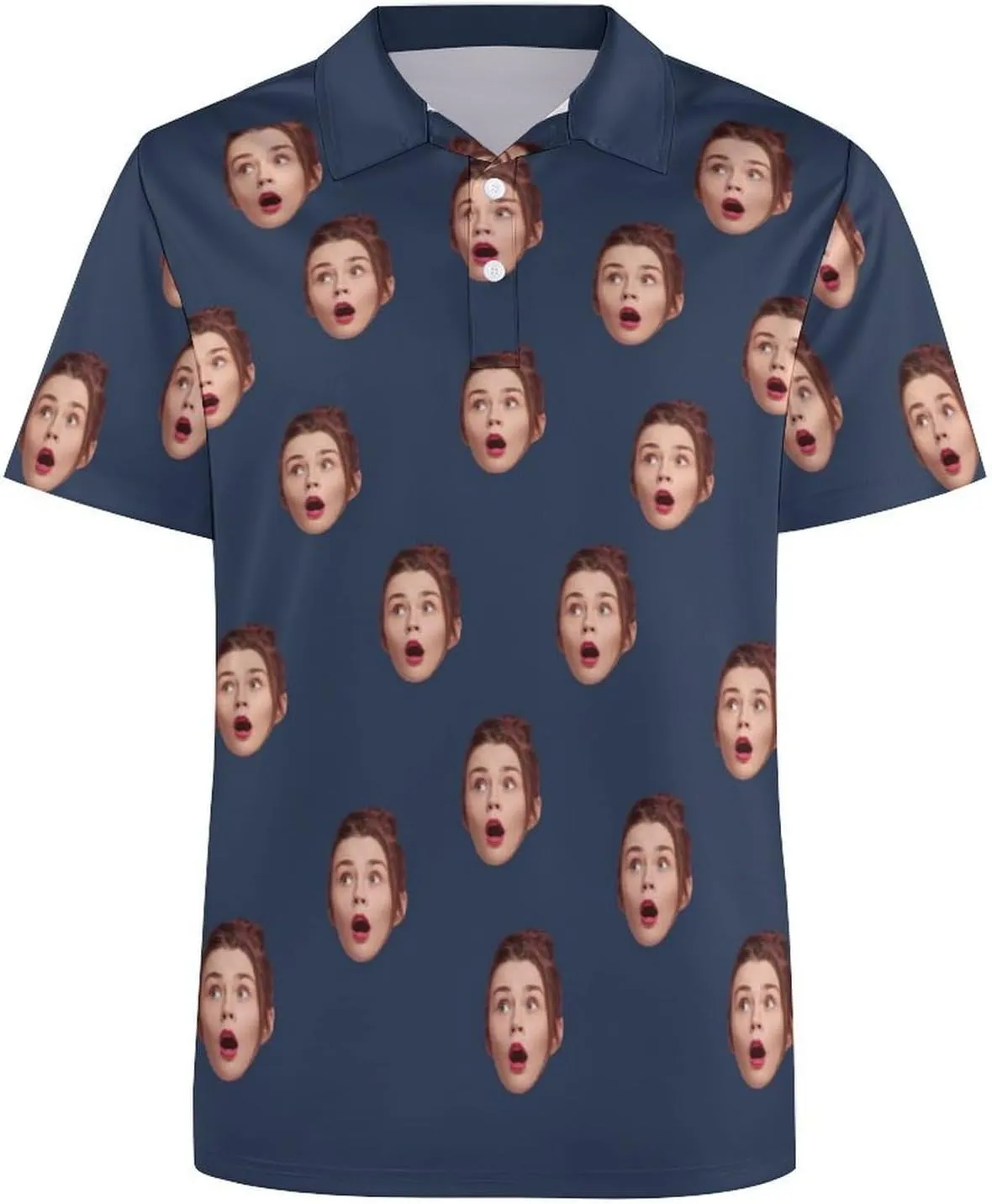 Custom Seamless Face Golf Shirts for Men Dry Fit Sleeve Golf Shirt Print Shirts Funny Golf Polo Shirts Collared Shirt