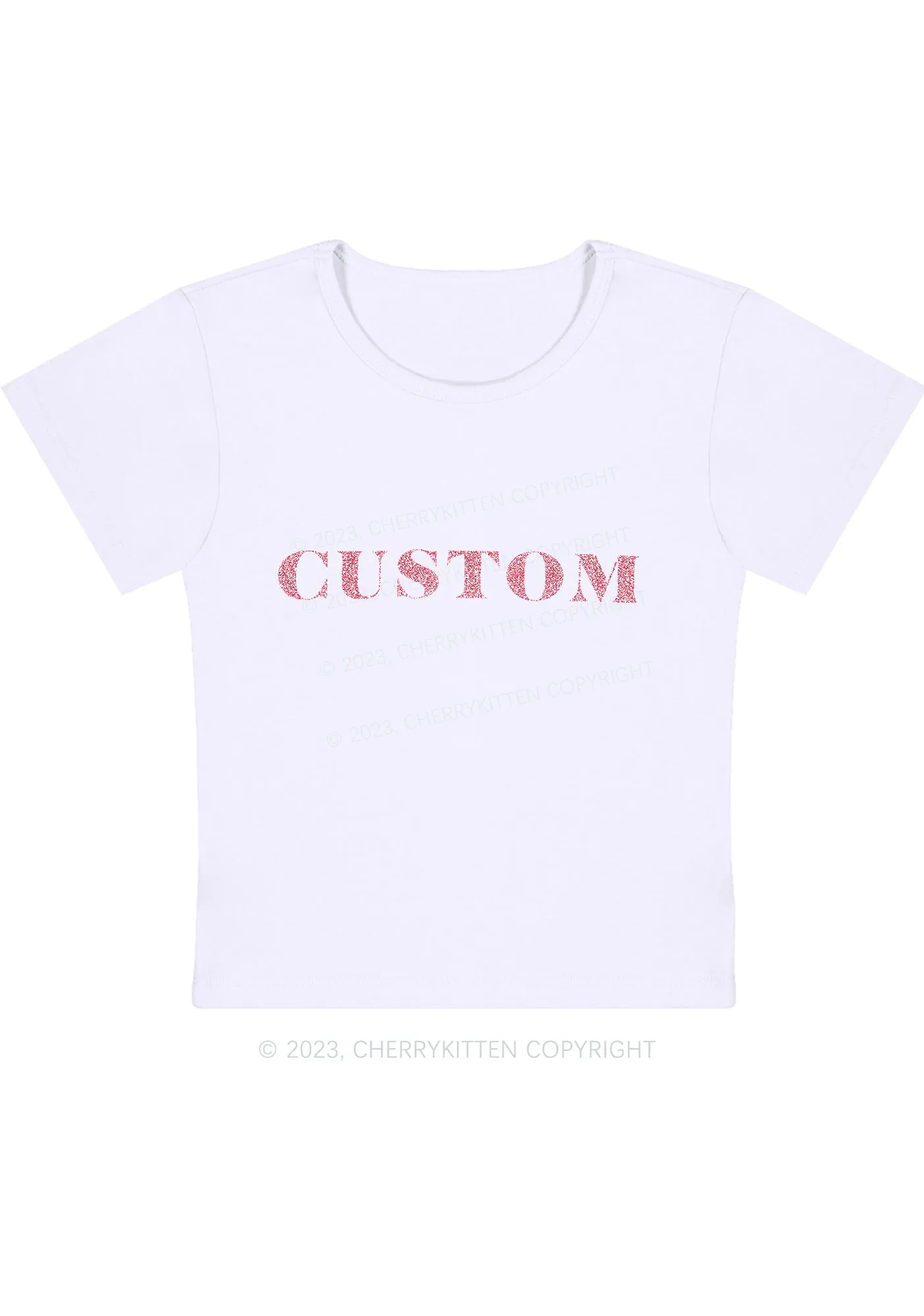 Custom Text Glitter Y2K Baby Tee Cherrykitten