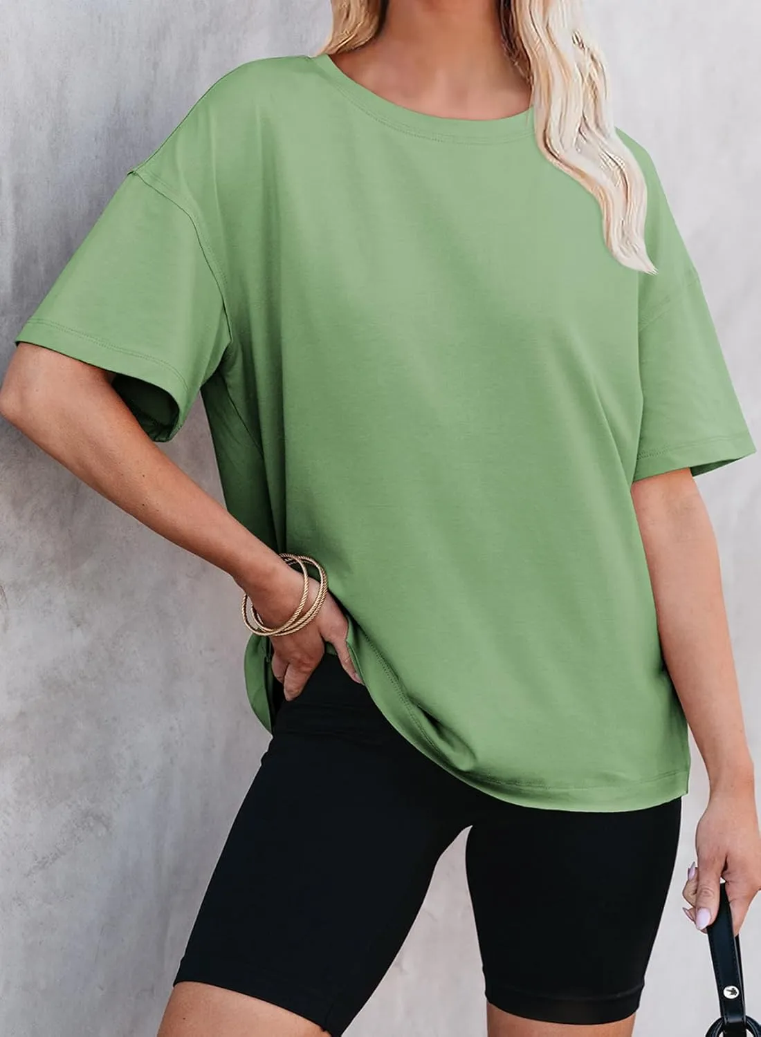 EVALESS Womens Fashion Summer Tops 2025 Crewneck Short Sleeve T Shirts