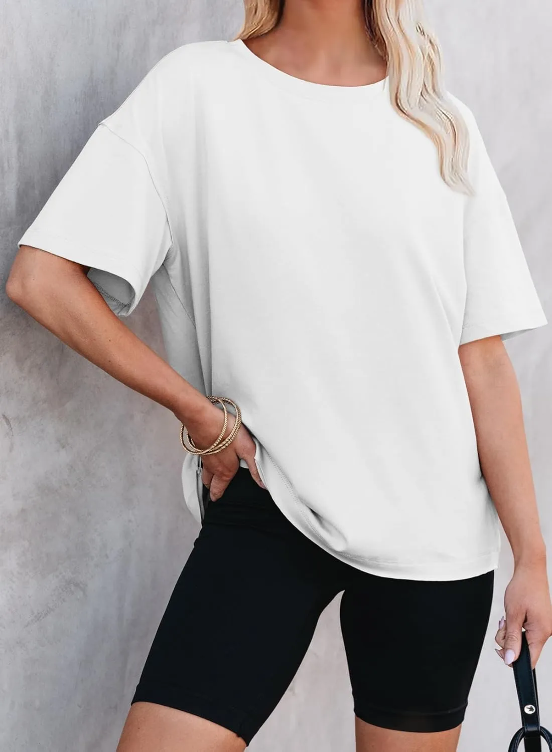EVALESS Womens Fashion Summer Tops 2025 Crewneck Short Sleeve T Shirts