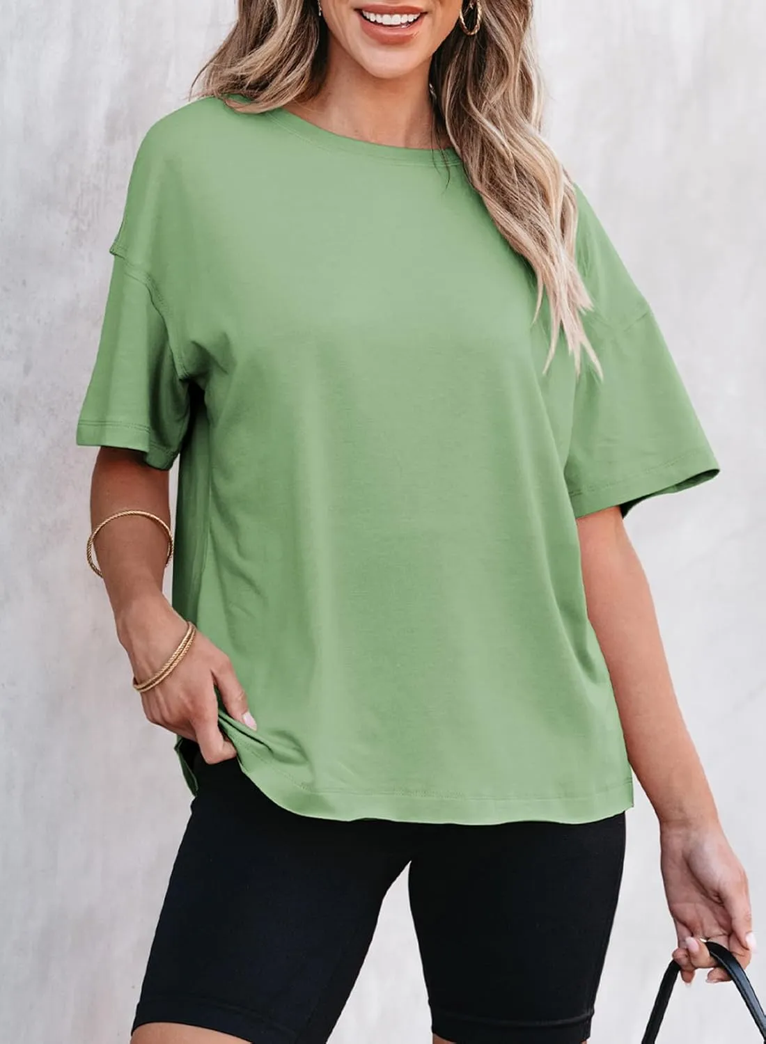 EVALESS Womens Fashion Summer Tops 2025 Crewneck Short Sleeve T Shirts