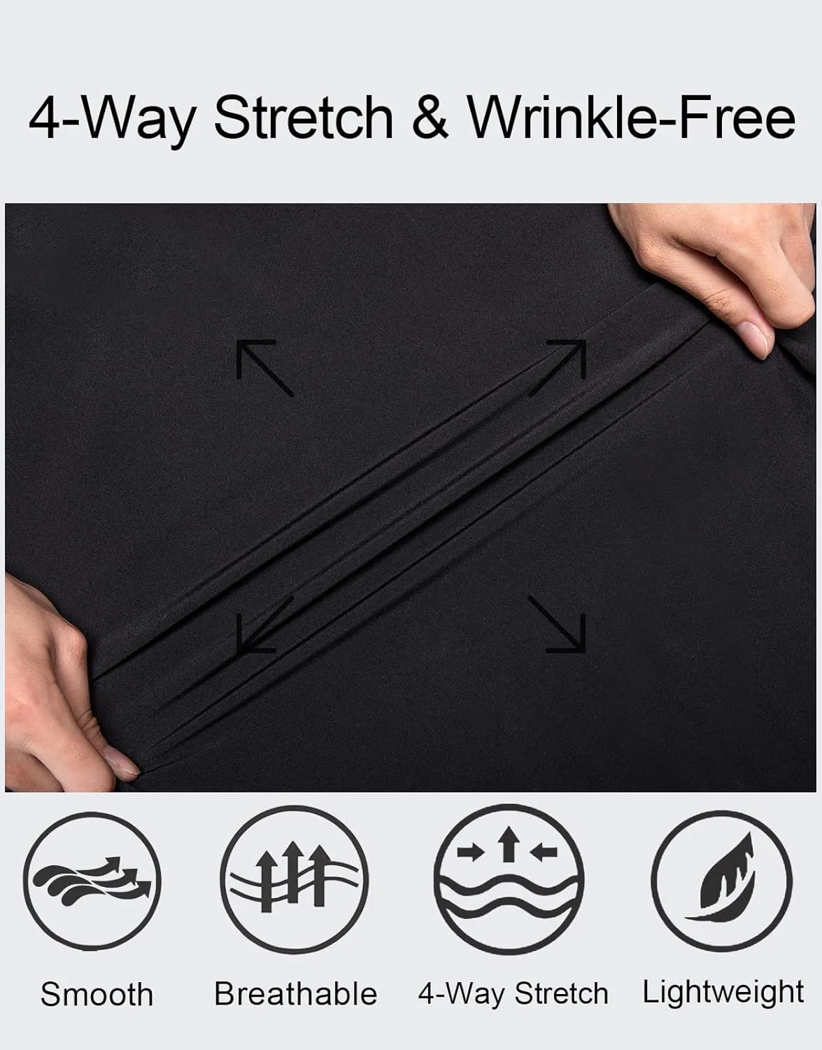 Hi-Tie Men's 4 Way Stretch Dress Shirts Long Sleeve Button Down Wrinkle Free Casual Formal Dress Shirt for Men