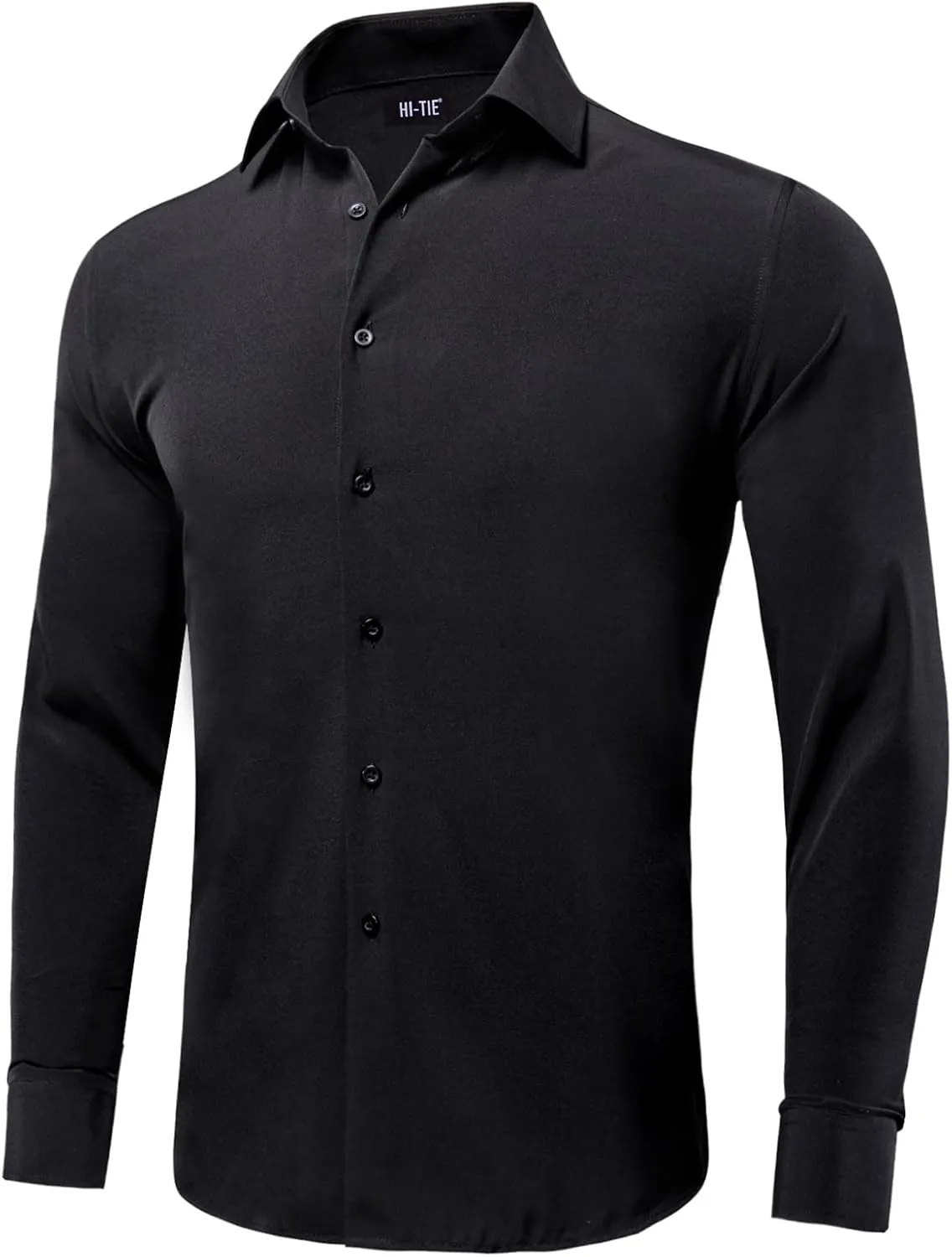 Hi-Tie Men's 4 Way Stretch Dress Shirts Long Sleeve Button Down Wrinkle Free Casual Formal Dress Shirt for Men