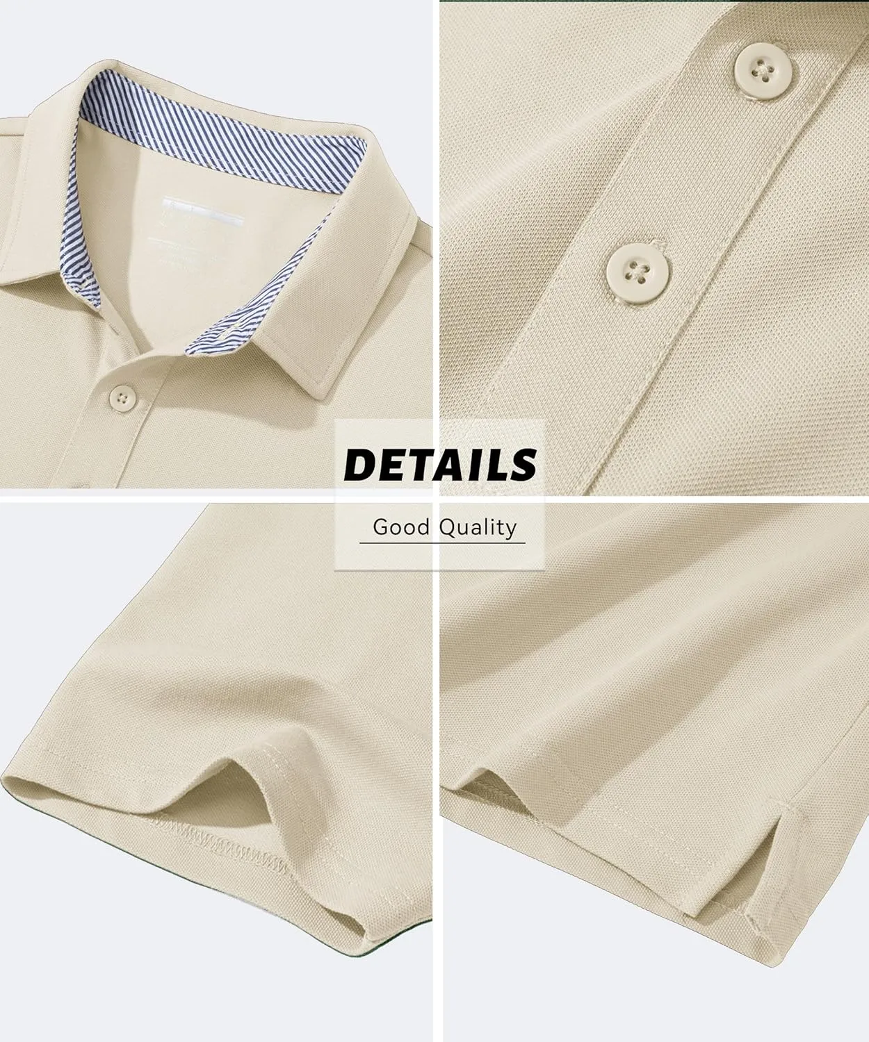 MAGCOMSEN Men's Polo Shirts Short Sleeve Cotton Pique 3 Button Classic Fit Casual T-Shirt Performance Golf Shirts