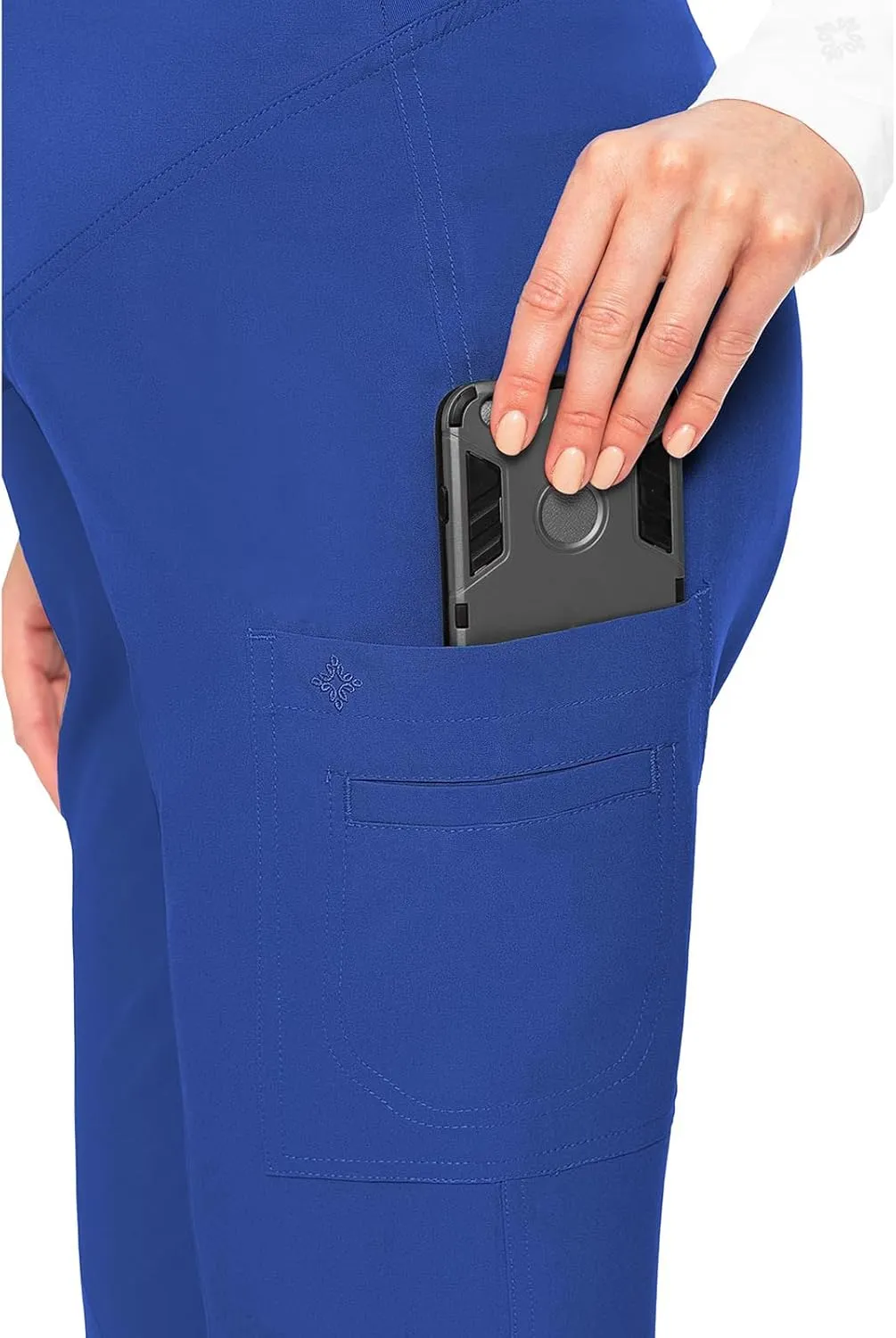 Med Couture Maternity Scrub Pant - 3 Pockets Straight Leg with Side Vents at Hem Soft Jersey Knit Waist Panel - MC028