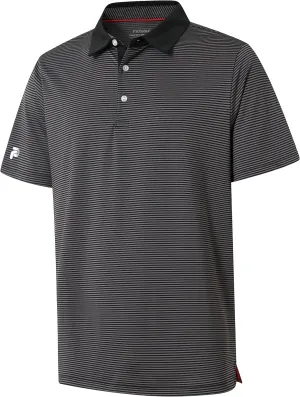 Mens Golf Polo Shirt Moisture Wicking Dry Fit Performance Athletic Short Sleeve Striped Golf Shirts for Men