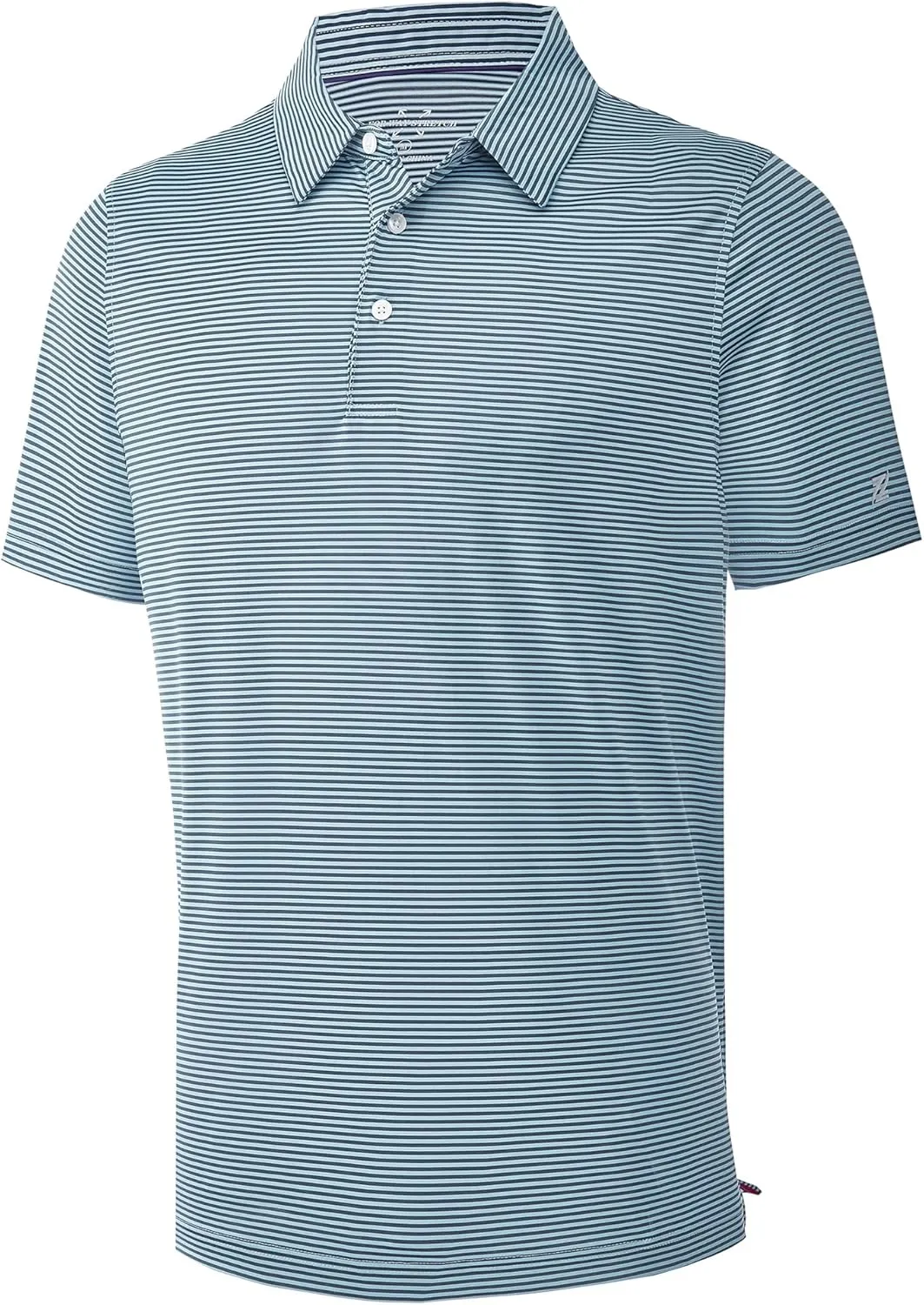 Mens Golf Polo Shirt Moisture Wicking Dry Fit Performance Athletic Short Sleeve Striped Golf Shirts for Men