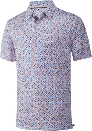 Mens Golf Shirt Moisture Wicking Dry Fit Print Performance Short Sleeve Polo Shirts for Men