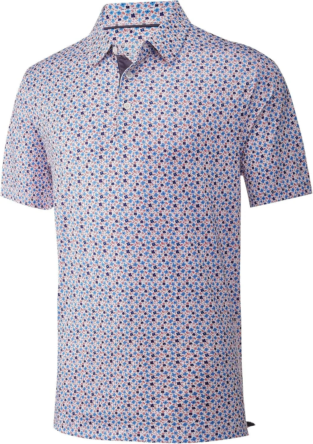 Mens Golf Shirt Moisture Wicking Dry Fit Print Performance Short Sleeve Polo Shirts for Men