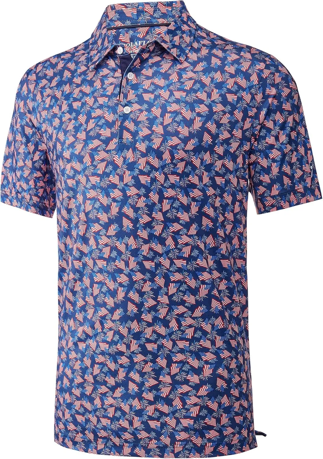 Mens Golf Shirt Moisture Wicking Dry Fit Print Performance Short Sleeve Polo Shirts for Men