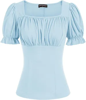 Scarlet Darkness Women's Renaissance Shirt Puff Sleeve Square Neck Vintage Blouse