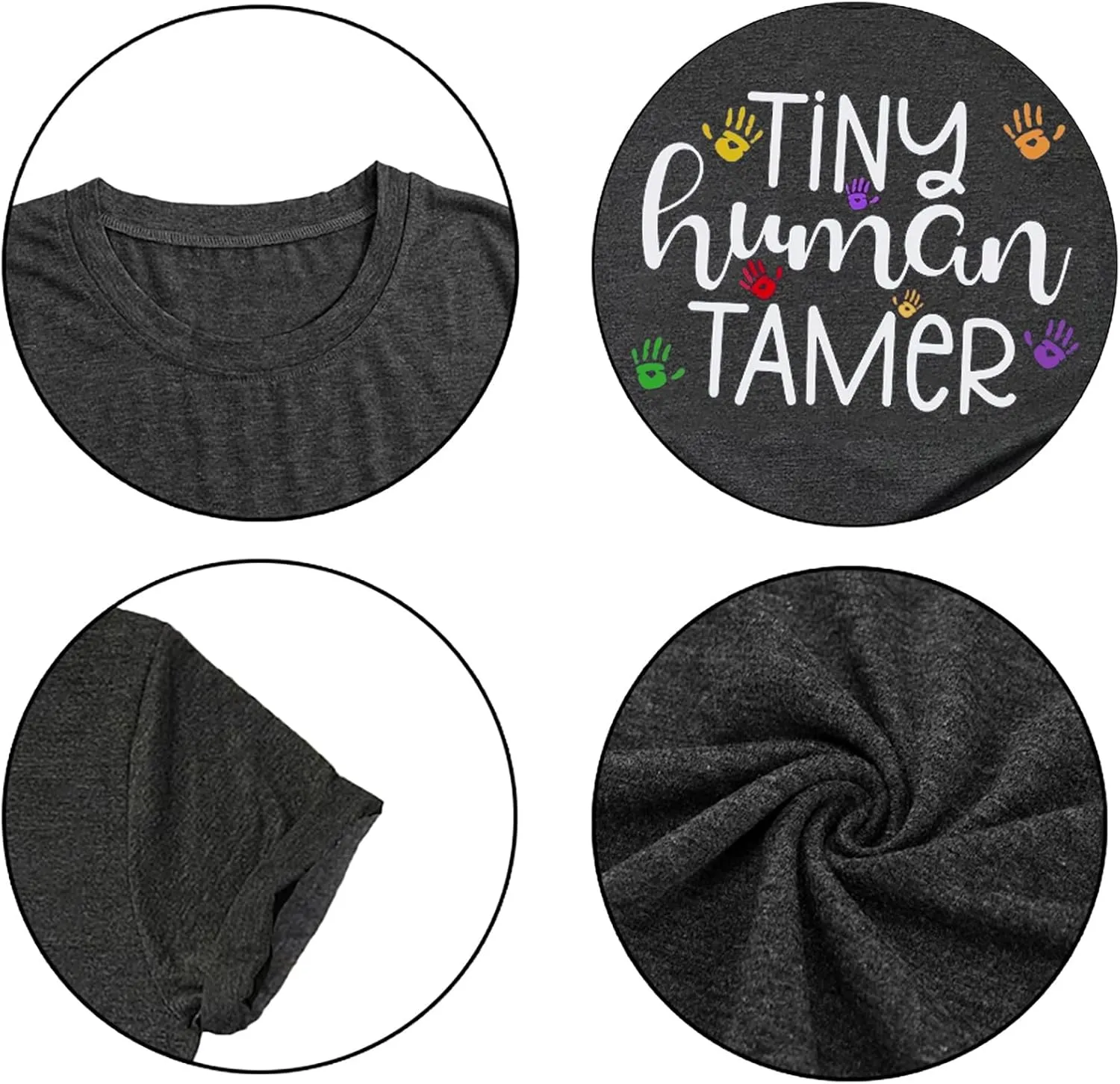 Teacher Shirts for Women - Kindergarten & Elementary School Teaching Tee Funny Tiny Human Tamer Graphic Tees Tops