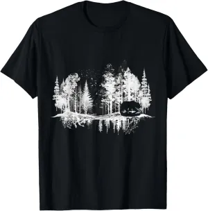 Trees Reflection Wildlife Nature Animal Bear Outdoor Forest T-Shirt